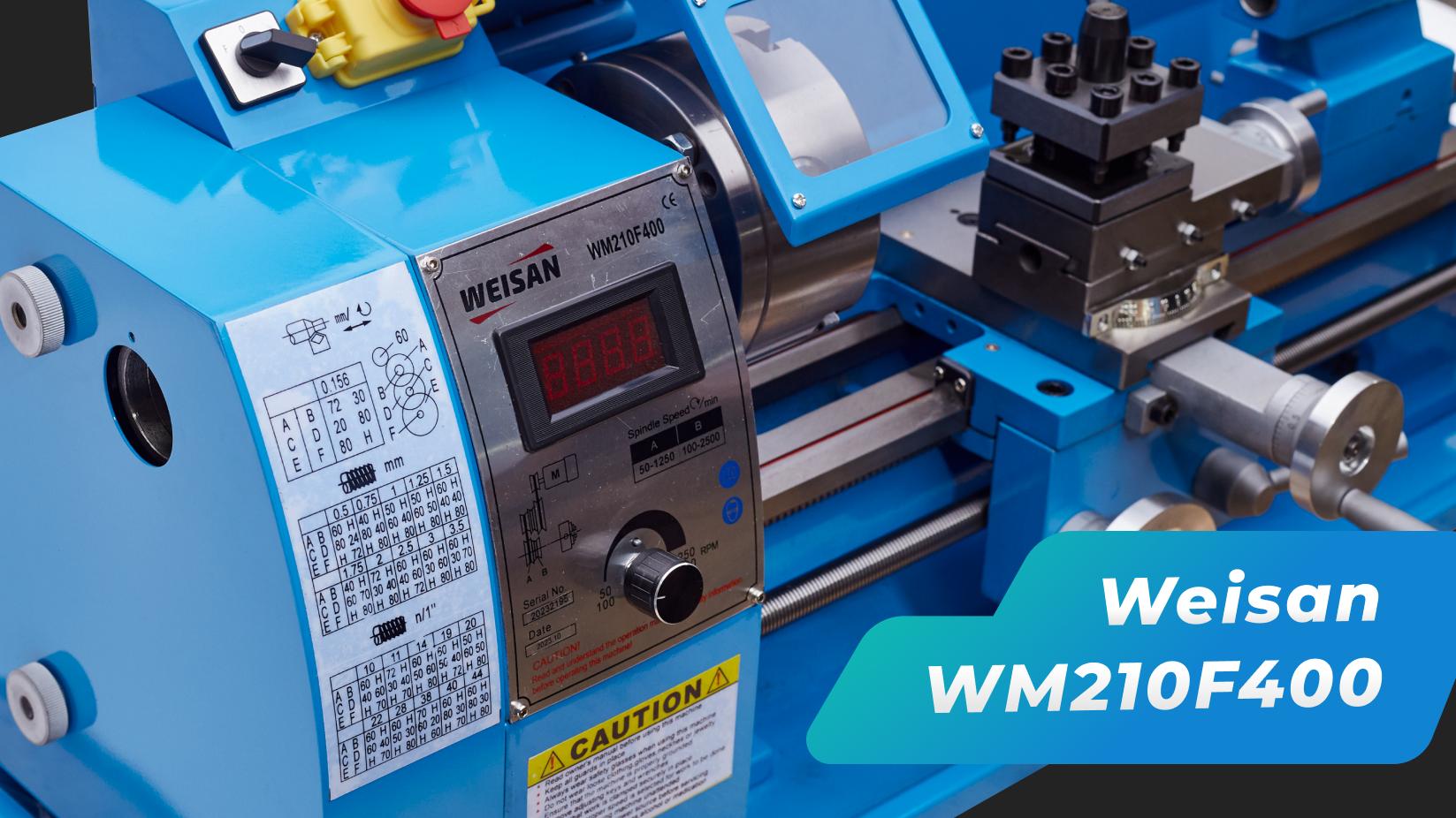Видеообзор токарного станка WEISAN WM210F400: передняя бабка, панель управления и суппорт